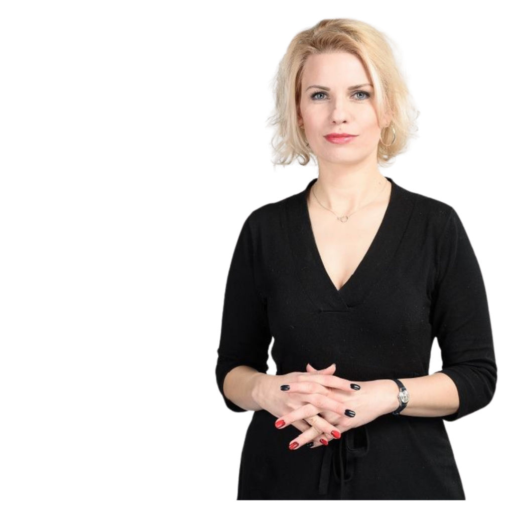 postać kobieca stojąca w oficjalnej pozie